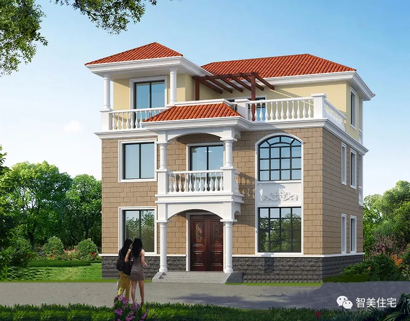 「」11×11米，简欧风格的农村别墅，造价30来万施工易