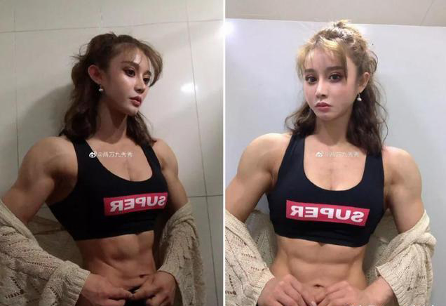 健身@天使的面容,长得像蔡依林,却拥有一身强壮肌肉,让人佩服!