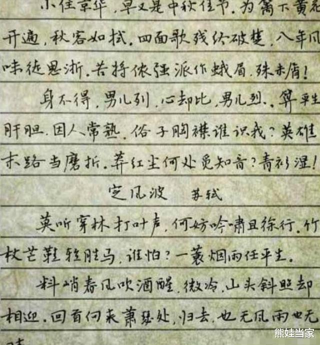 学霸:学霸抄写古文作业走红,书写干净利落有美感,网友:抢走老师芳心