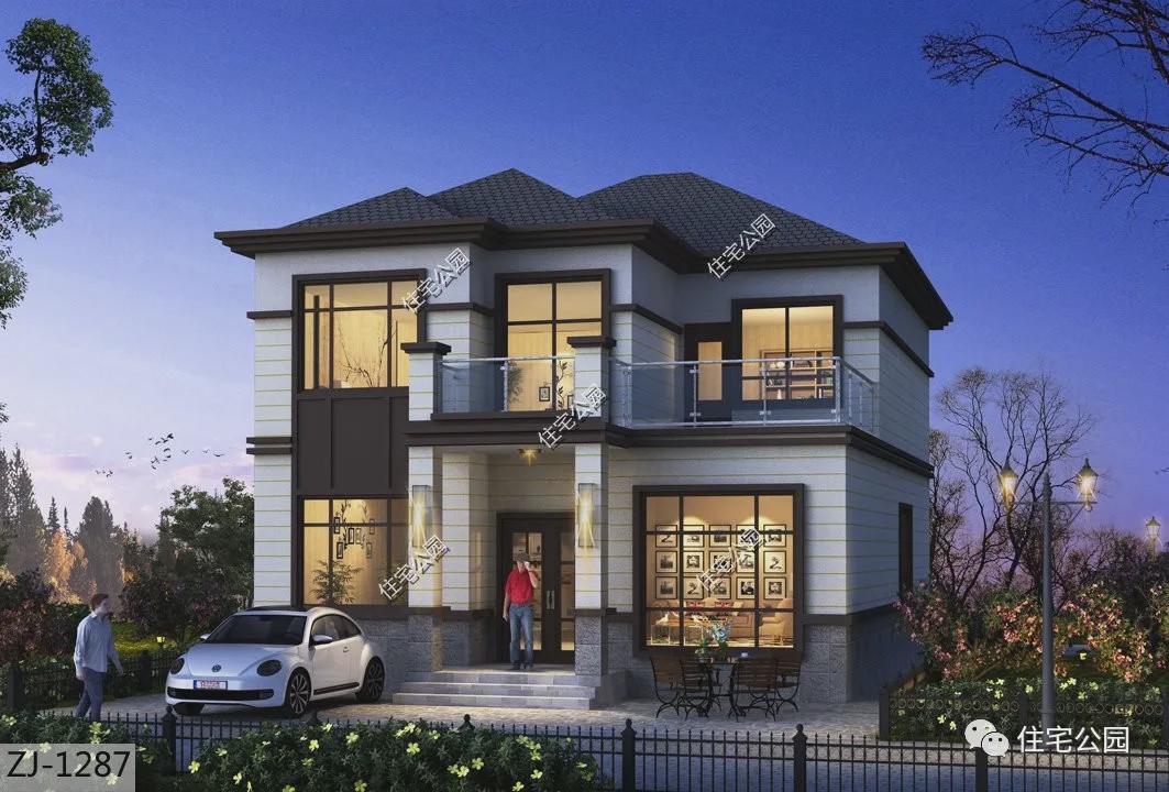 「」9×14米占地130平，多卧室+观景大露台，经典二层新中式美宅