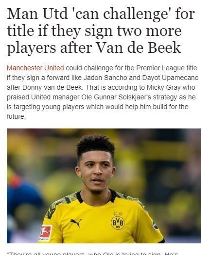 曼联|英超：曼联离夺冠有多远？格雷称只差2个引援