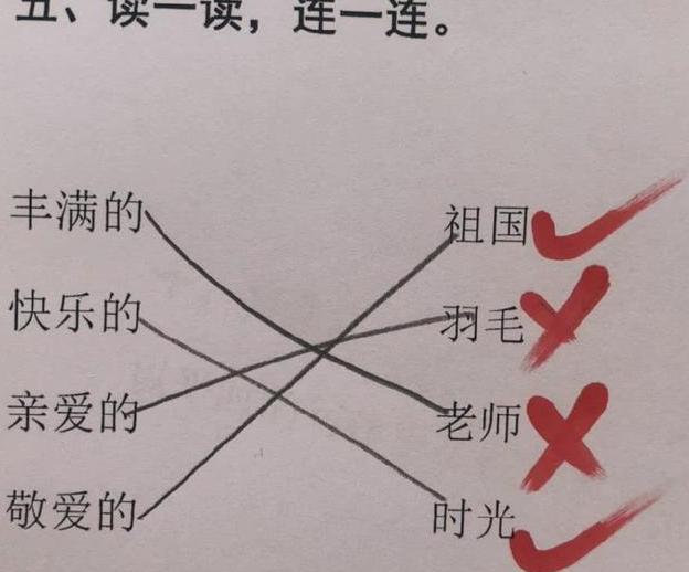 中小学|小学生试卷“连一连”火了,老师打叉遭网友反怼:这哪儿错了?