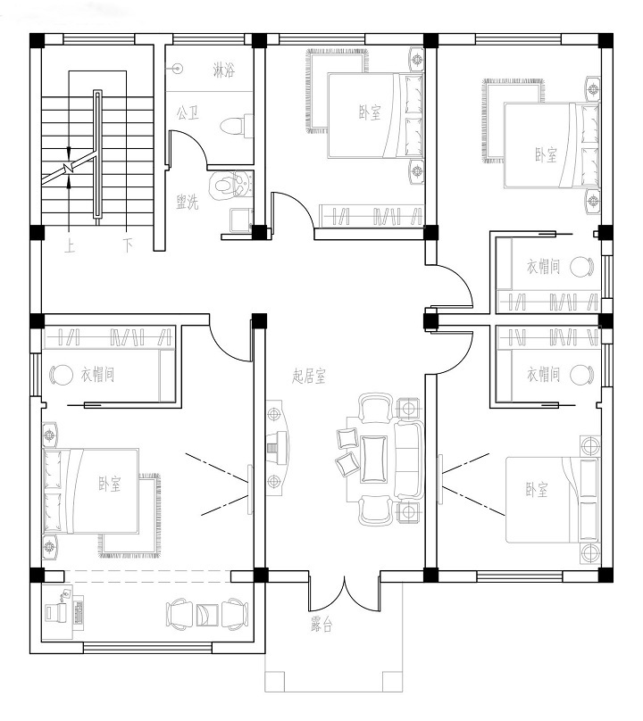 「鸟瞰图」8室5厅的简约欧式风格别墅，正好满足一家日常居住使用！