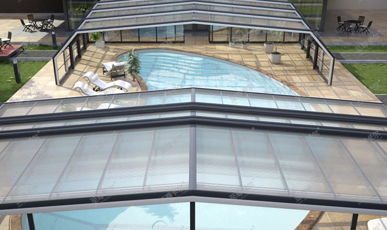 []泳池阳光房效果图装修效果图大全，新颖大气，还能折叠伸缩！
