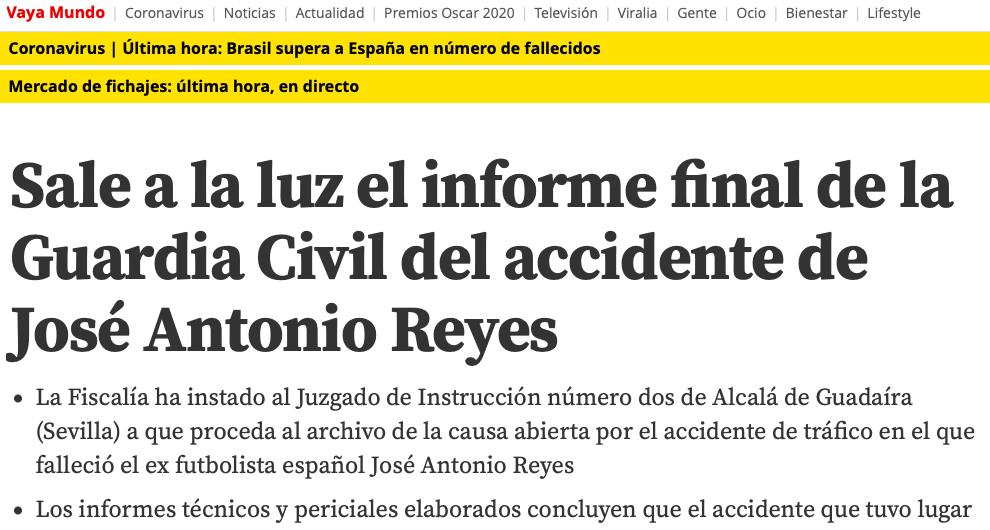 「雷耶斯」坑人坑己 检方报告:35岁前皇马神锋严重过失致人离世 本人也殒命