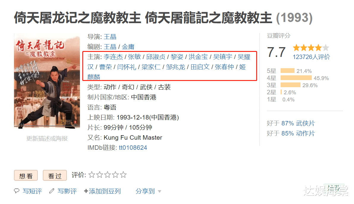 王晶|王晶《倚天》杀青在即:赵敏颜值高,张无忌显老,宋青书不如原版