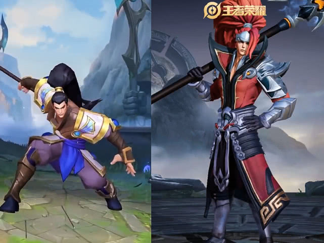 #王者荣耀#英雄联盟VS王者荣耀，谁的皮肤帅？看到韩信宫本，王者玩家笑了
