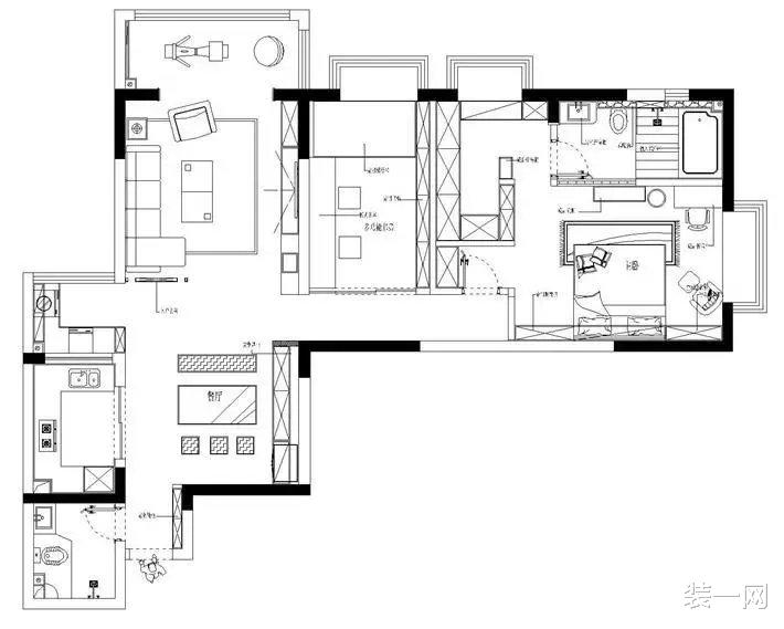 |132㎡轻奢风 | 设计师大改“手枪式”户型,这设计绝了!