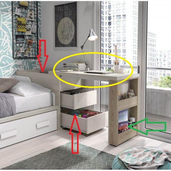 ：小户型没有书房？床头加宽30cm做柜子，柜板装上滑道比书桌都好用