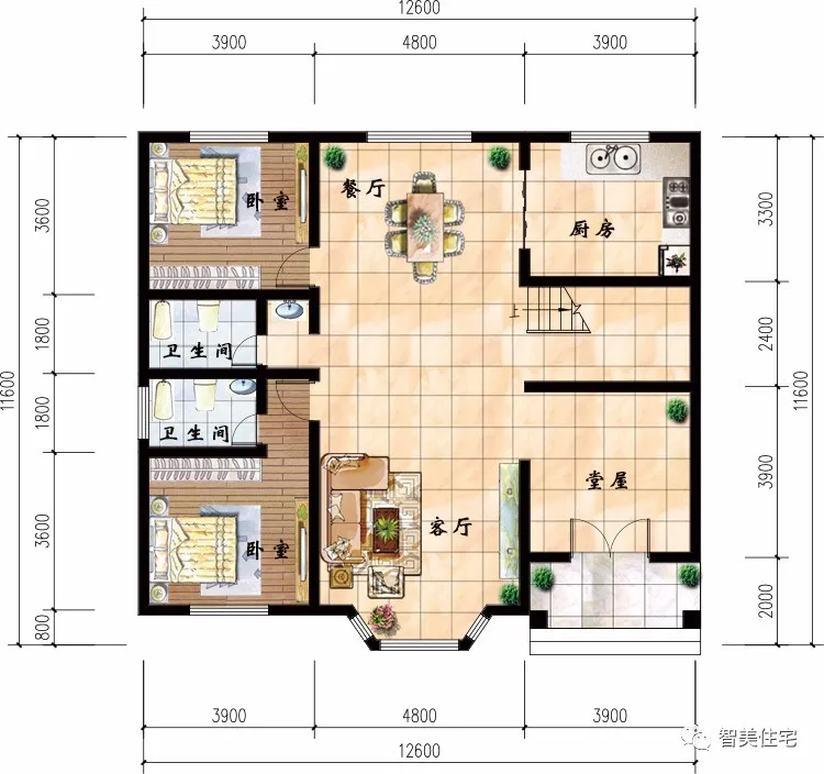 |带小堂屋设计的两层别墅，再带仙气的房子，一眼就喜欢上