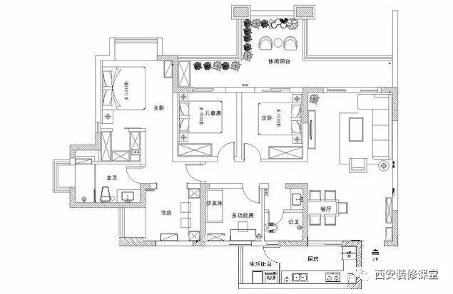 ：145m2四房清新，无任何造型，连石膏线都没有