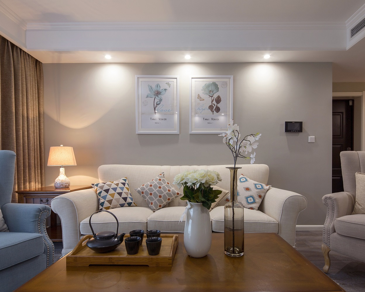 |120平三居案例,轻美式简约风,简洁又好看