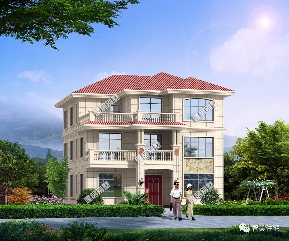 『』外形简约的两栋别墅，主卧带独卫，生活方便有档次