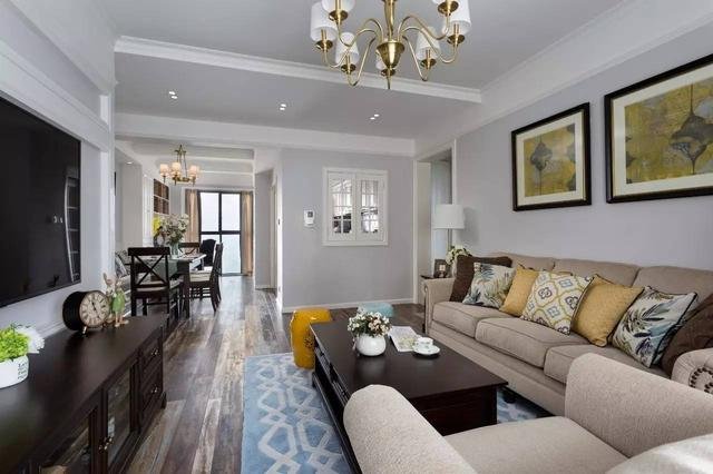 在上海买的新家，110㎡美式，朋友说一看我的小鼓凳就萌翻了！