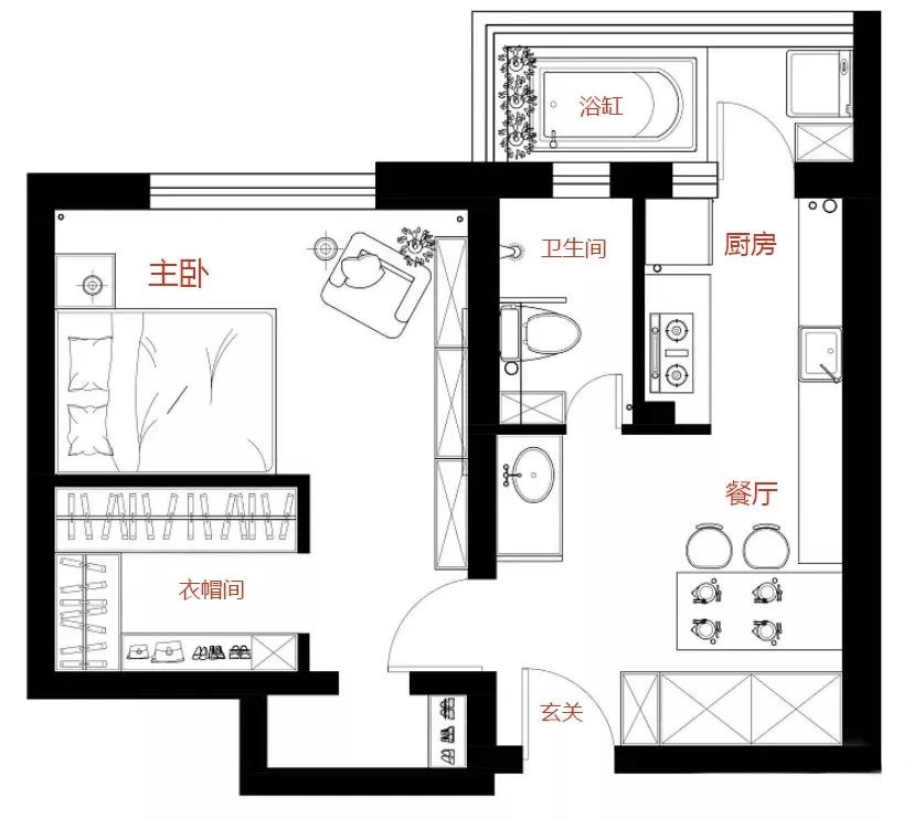 |谁说小户型就不能拥有衣帽间和浴缸？这个36㎡单身公寓表示不服！