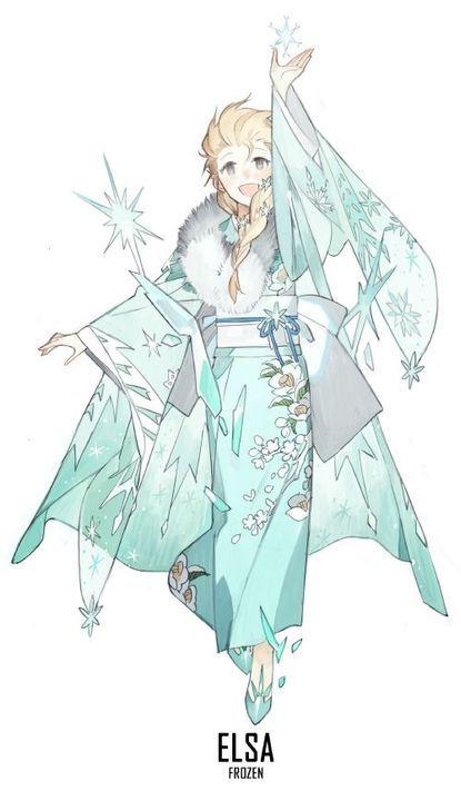 『迪士尼公主』当迪士尼公主们穿上日式和服,灰姑娘的格外梦幻,爱丽丝的最可爱