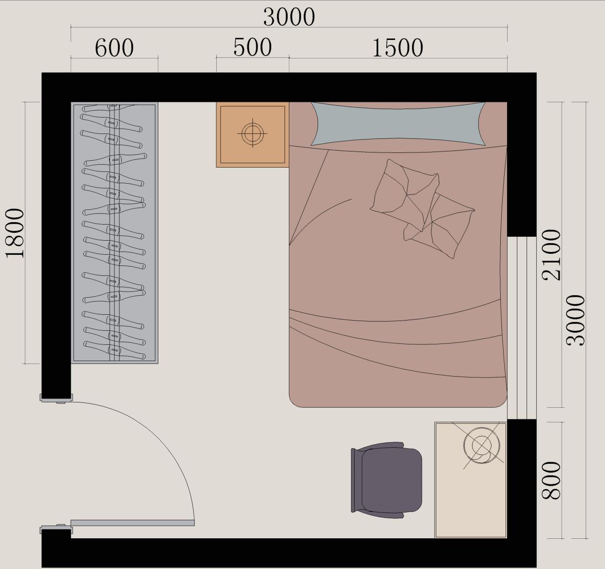 甲醛|3m×3m的卧室中，床、衣柜、书桌、书柜怎么布置才合理？干货收藏！