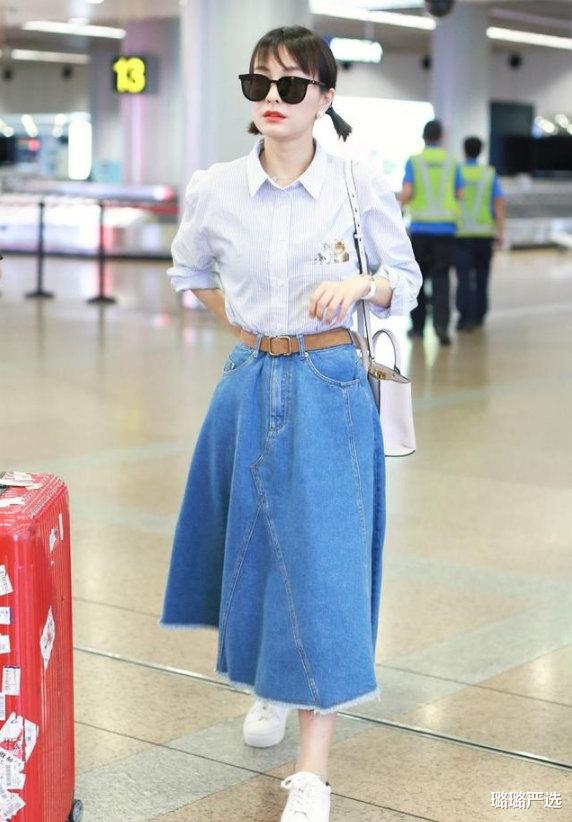 衬衫■吴昕衣品开挂，职业风衬衫搭配牛仔裙，双马尾小辫太减龄