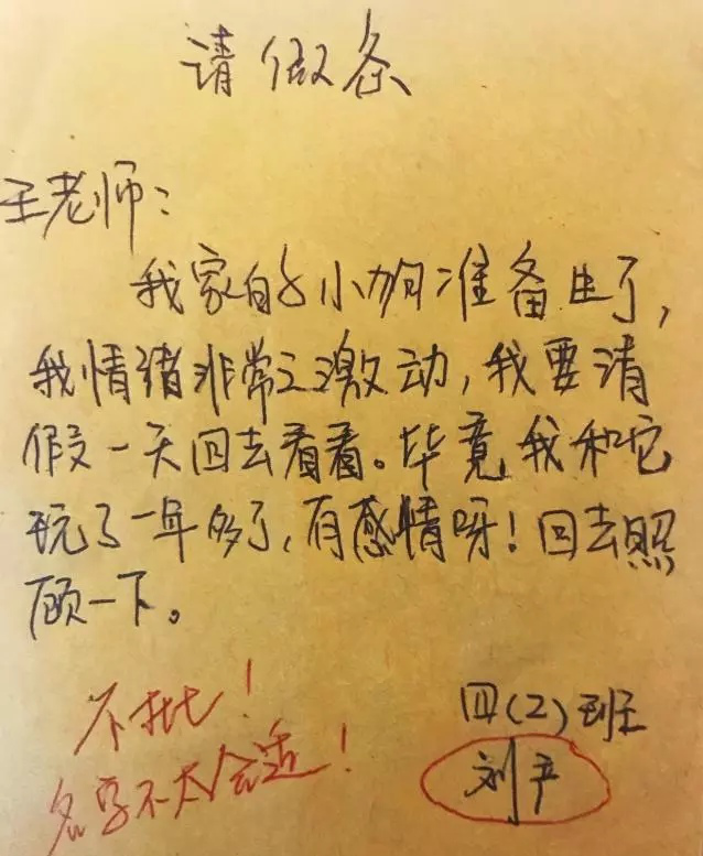 『请假条』小学生“天马行空”的请假条，老师的评论是亮点，网友：甘拜下风
