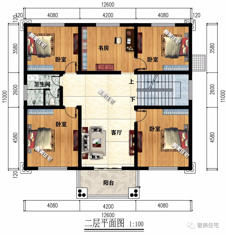 |带屋面平台设计的小别墅，漂亮布局好，造价26万左右