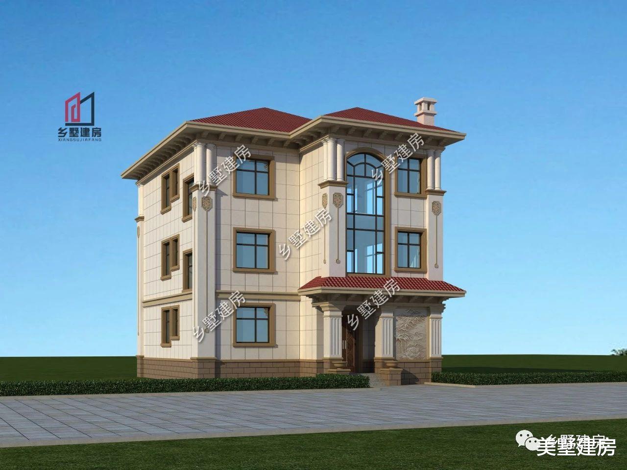 |9.7X12米农村三层小面宽别墅,真正奢华又自然的设计!