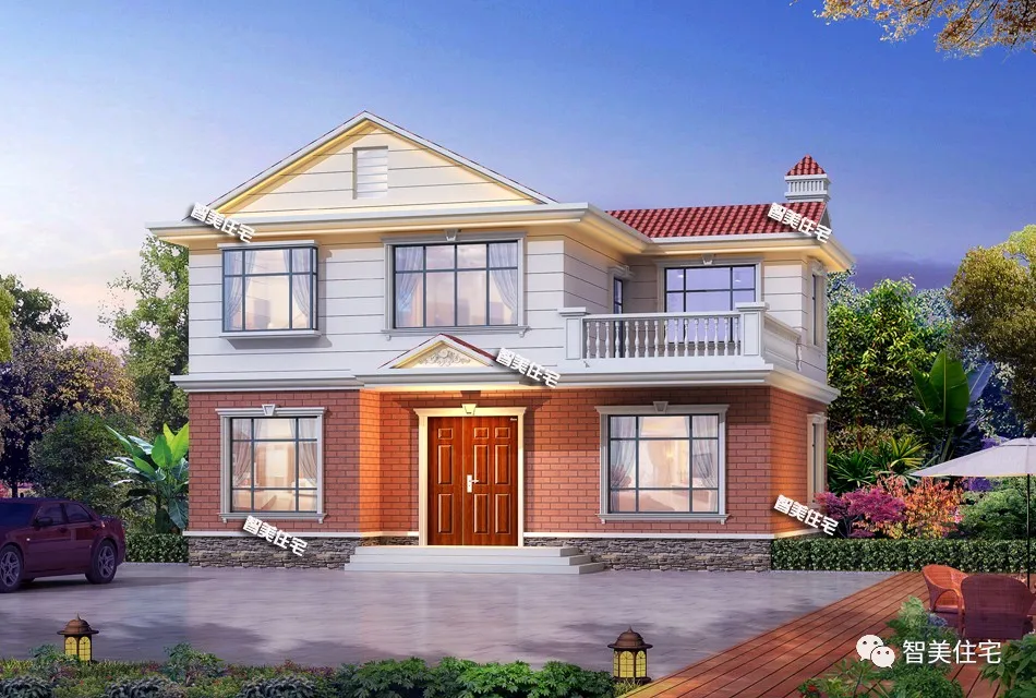 |两栋宽12米多的精致小别墅,面砖搭配真石漆,看一万遍也不腻