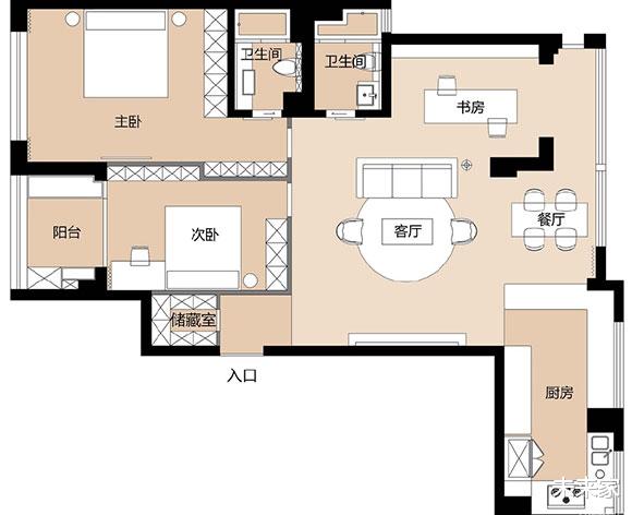 ▲大气又高级的小户型装修，开放式设计，北欧风混搭轻奢风堪称完美