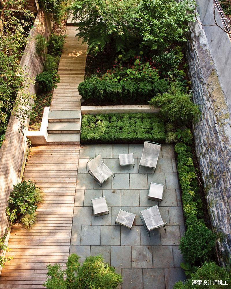 |有个长方形庭院就是好，花园水景划分4个区域，收获别人4倍快乐