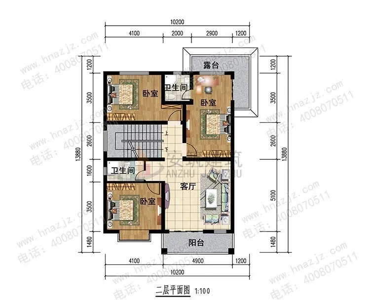 ##两套开间10米，适合农村自建的三层欧式户型，多窗多露台!