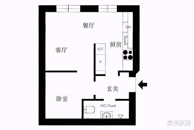 女孩|58㎡小户型优雅时尚，全开放式格局，卧室半墙做隔断，真敞亮！