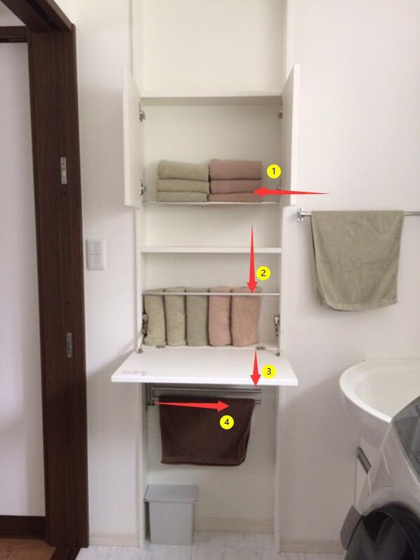 [老年小妙招]头一次见这样挂毛巾的，卫生间打个超薄柜，收纳空间翻十倍！