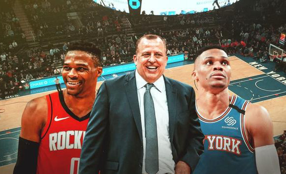 威斯布鲁克|再见了威少，东部土豪3换1方案主动示好火箭，哈登联手19+9大前锋