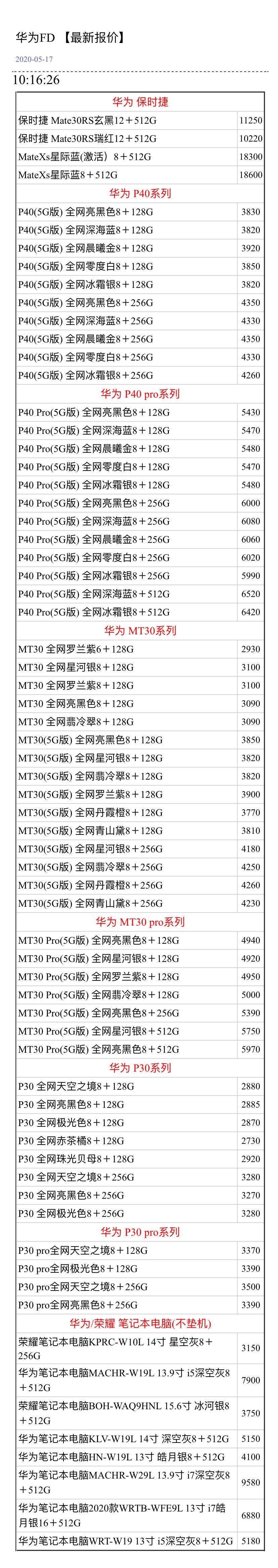 「」5月17日手机报价，你手机买贵没有
