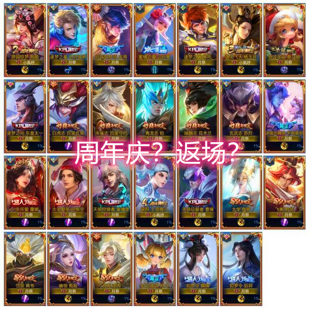 『』玩家放出五周年返场资格皮肤名单，武陵仙君都绝版了，吉吉国王还在！