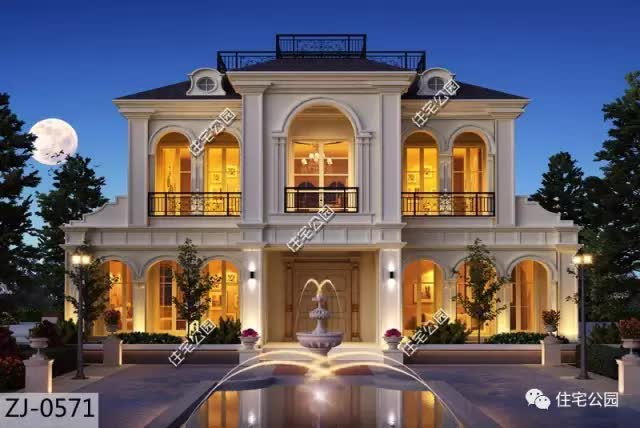 |30套经典农村法式风格户型图，带效果平面展示