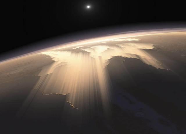 火星@好奇号又在火星上拍照，这次拍的是地球，连月球都被它拍进去了