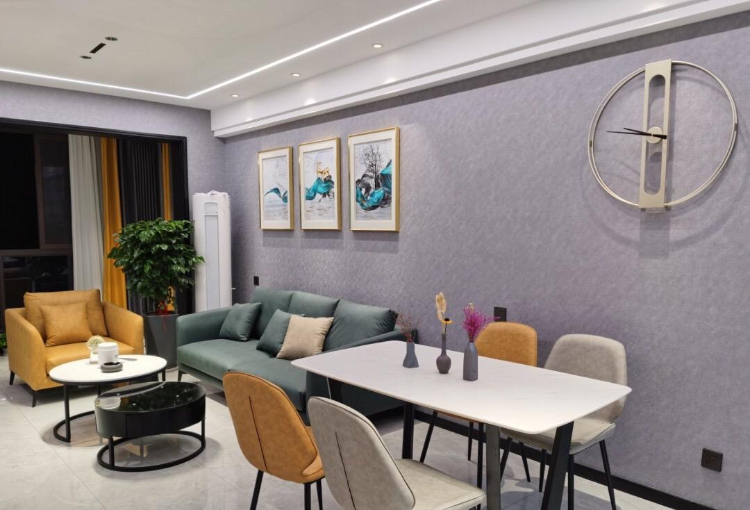 |110平现代简约风格,全屋无主灯的效果很舒适,不要电视柜真机智