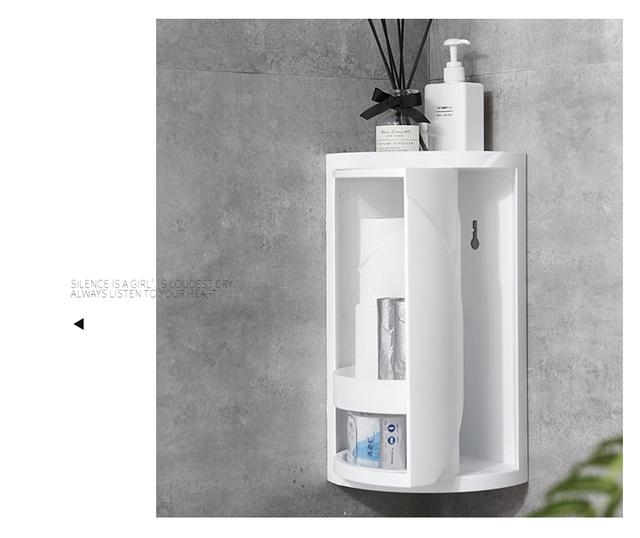 洗手台物品总被水溅湿？这款防溅水收纳架拯救你！带旋转门更贴心
