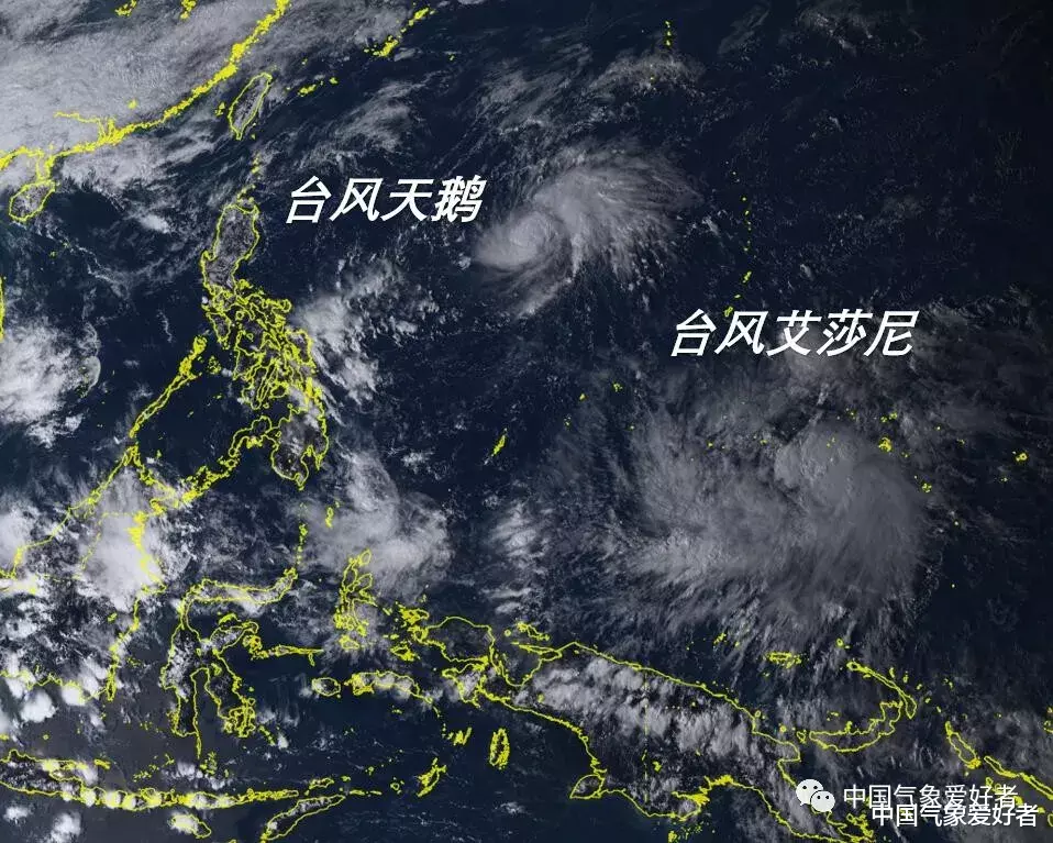 中国气象爱好者|双台风来了！天鹅、艾莎尼同日生成，它们会不会登陆我国？