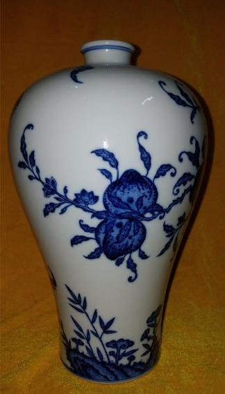 梅瓶@清雍正青花寿桃纹梅瓶