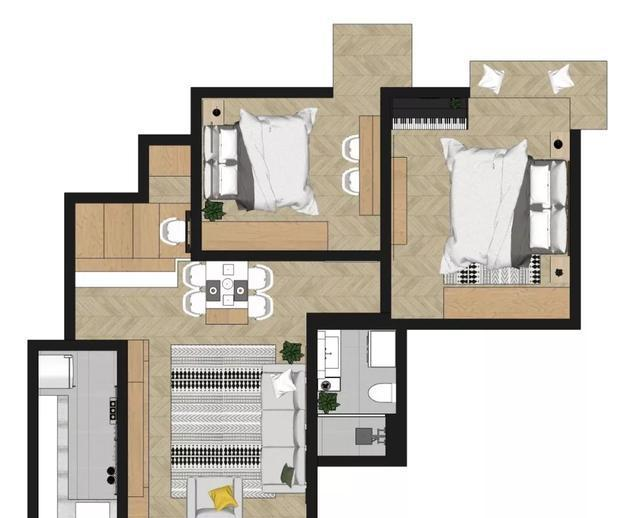 老年小妙招|75㎡紧凑两居装修，花3万做全屋定制，小户型收纳也不愁！