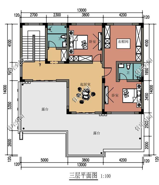▲挑空客厅+屋顶露台+多套房，这套13×14米现代雅宅，着实刷爆眼球