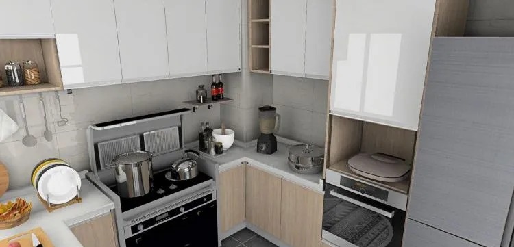 「」厨房空间装修有技巧，橱柜灶具灯光这样搭配，谁不眼红