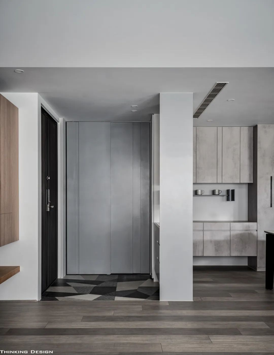 ##简单设计最大气!101平极简风,水泥灰+木质,做出时尚高端感