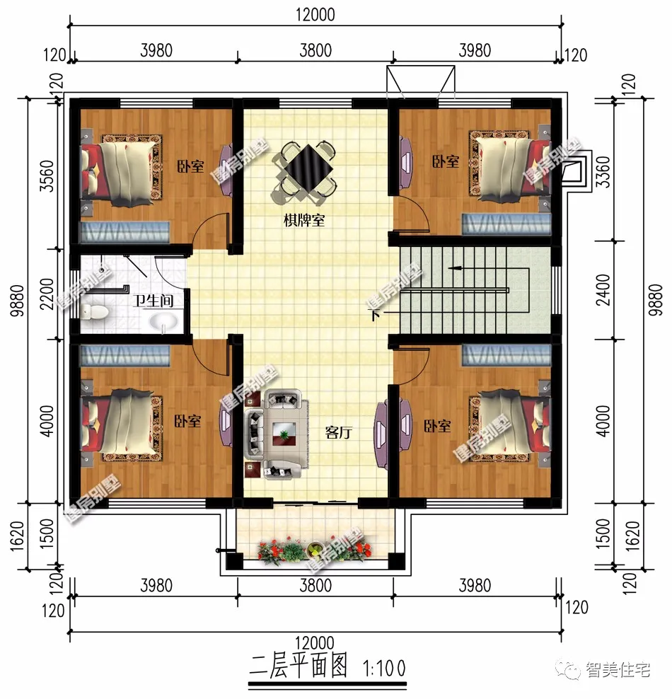 |面宽12-13米之间，简约易施工的两层别墅，第一栋造价25万