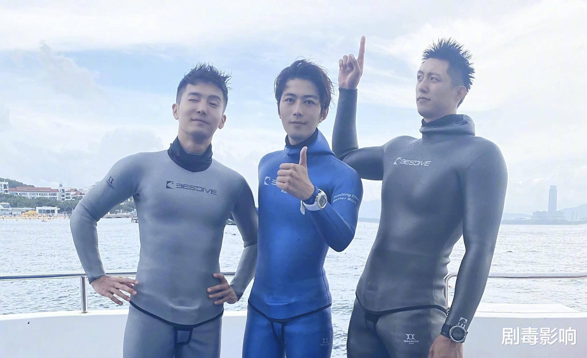 #黄景瑜#黄景瑜近况曝光，新戏杀青后与陈学冬一同潜水，未被前女友影响