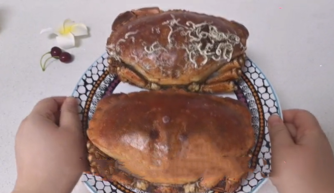 「面包蟹」室友寄来2只面包蟹,5斤一只,本想大吃一顿,掰开后“惊喜满满”