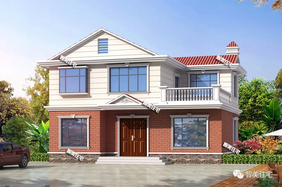 |简约好看的两层小别墅,第一栋不用罗马柱装饰,造价20多万