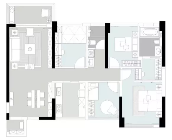 |130㎡现代风格新房装修,厨房餐厅开半窗好有爱!