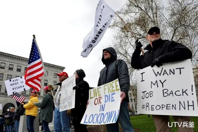 阿里巴巴▲美国多地民众抗议反对封锁，护士不愿抗疫成果被破坏，发起反抗议